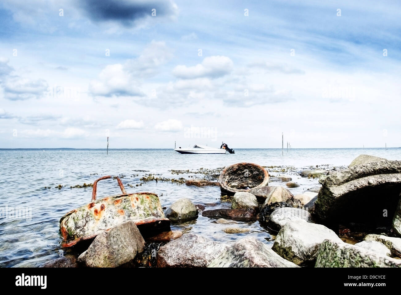 Il motoscafo sul Mar Baltico Foto Stock