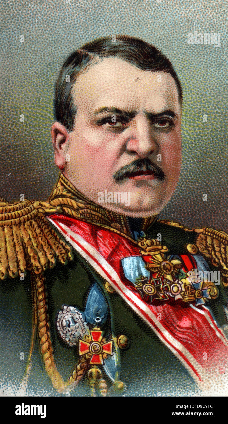 Generale Radko Dimitriev (1859-1918) soldato bulgaro. Durante la Prima Guerra Mondiale essere servita idn dell'esercito russo. Chromolithograph. Foto Stock