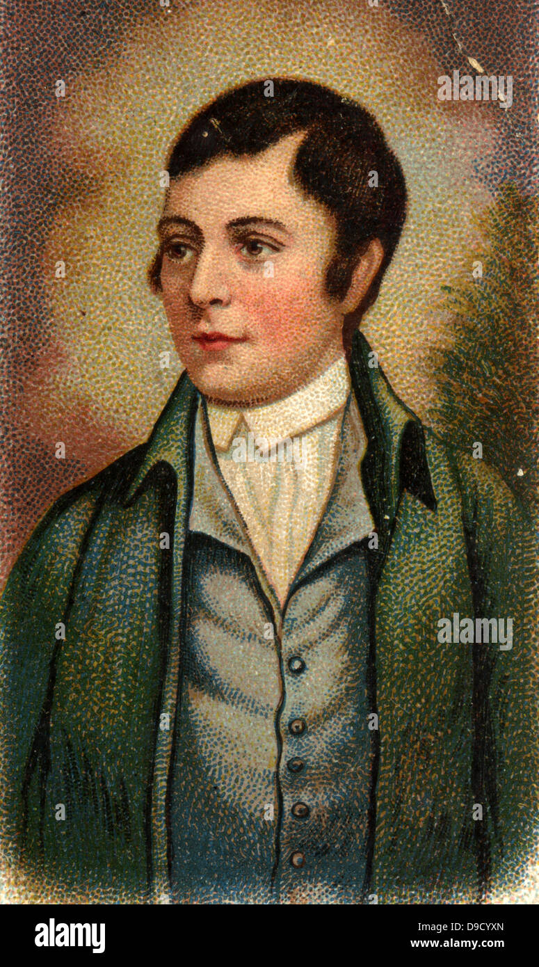 Rober Burns (1759-1796) poeta Scozzese e paroliere non ufficiali e poeta nazionale della Scozia. Chromolithograph. Foto Stock
