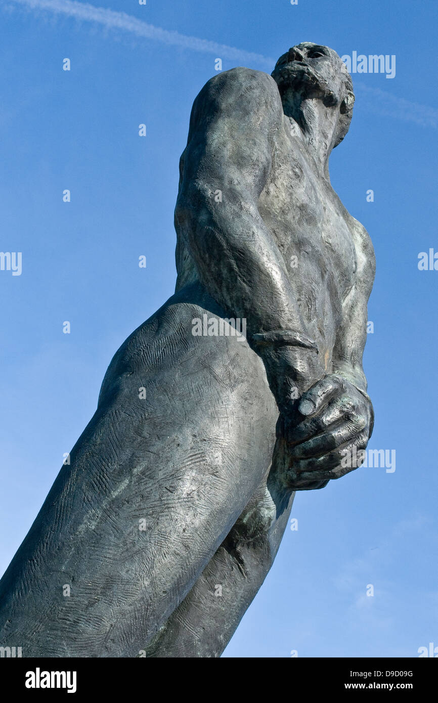 Stoertebeker monumento di Hansjoerg Wagner sulla Grasbrook in Amburgo Foto Stock