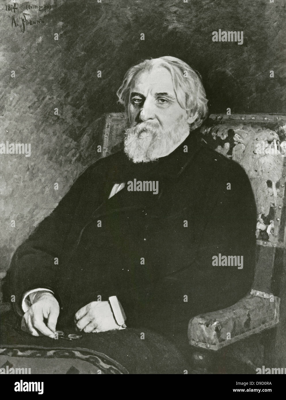 Ivan Sergeyevich Turgenev (1818-1883) era un romanziere russo breve storia dello scrittore e commediografo. Dal ritratto da Ilia Repine. Foto Stock