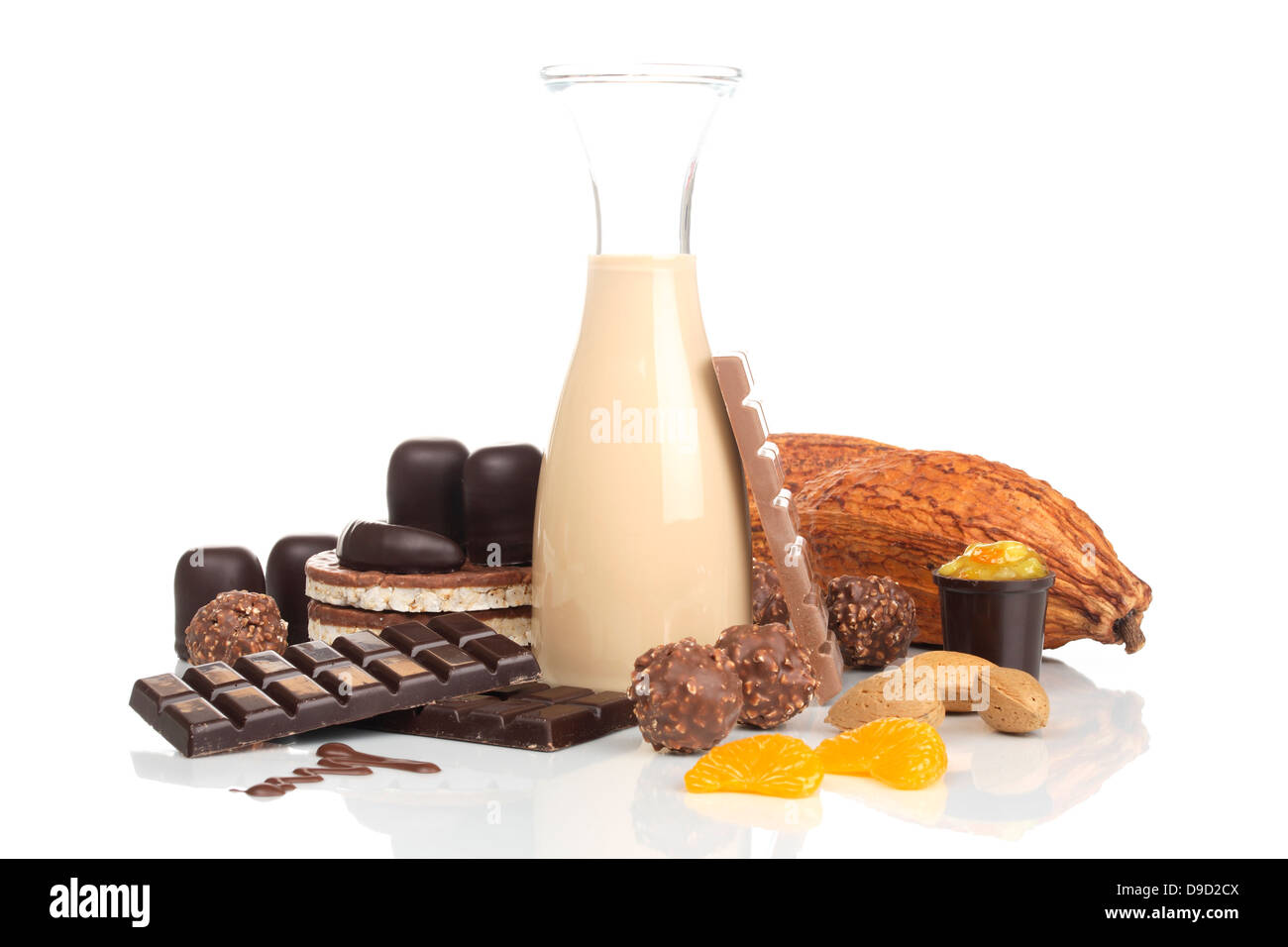 Diversi prodotti di cioccolato Foto Stock