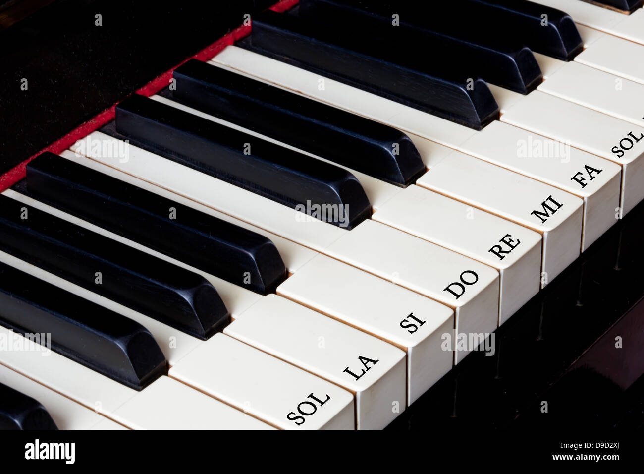 Macro di tastiera di pianoforte in avorio Foto Stock