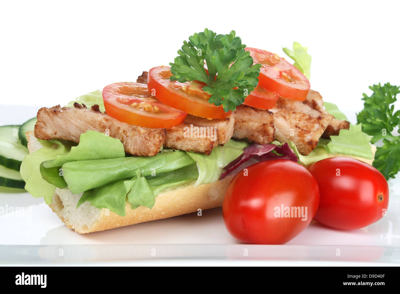 Pane con la Turchia della striscia della mammella Foto Stock