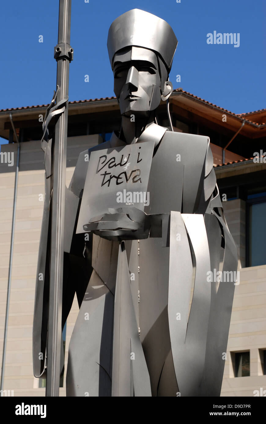 La scultura, opera, Domènec Fita Bisbe. Oliba, quadrato, Vic, Osona, Barcellona, in Catalogna, Spagna, Europa Foto Stock