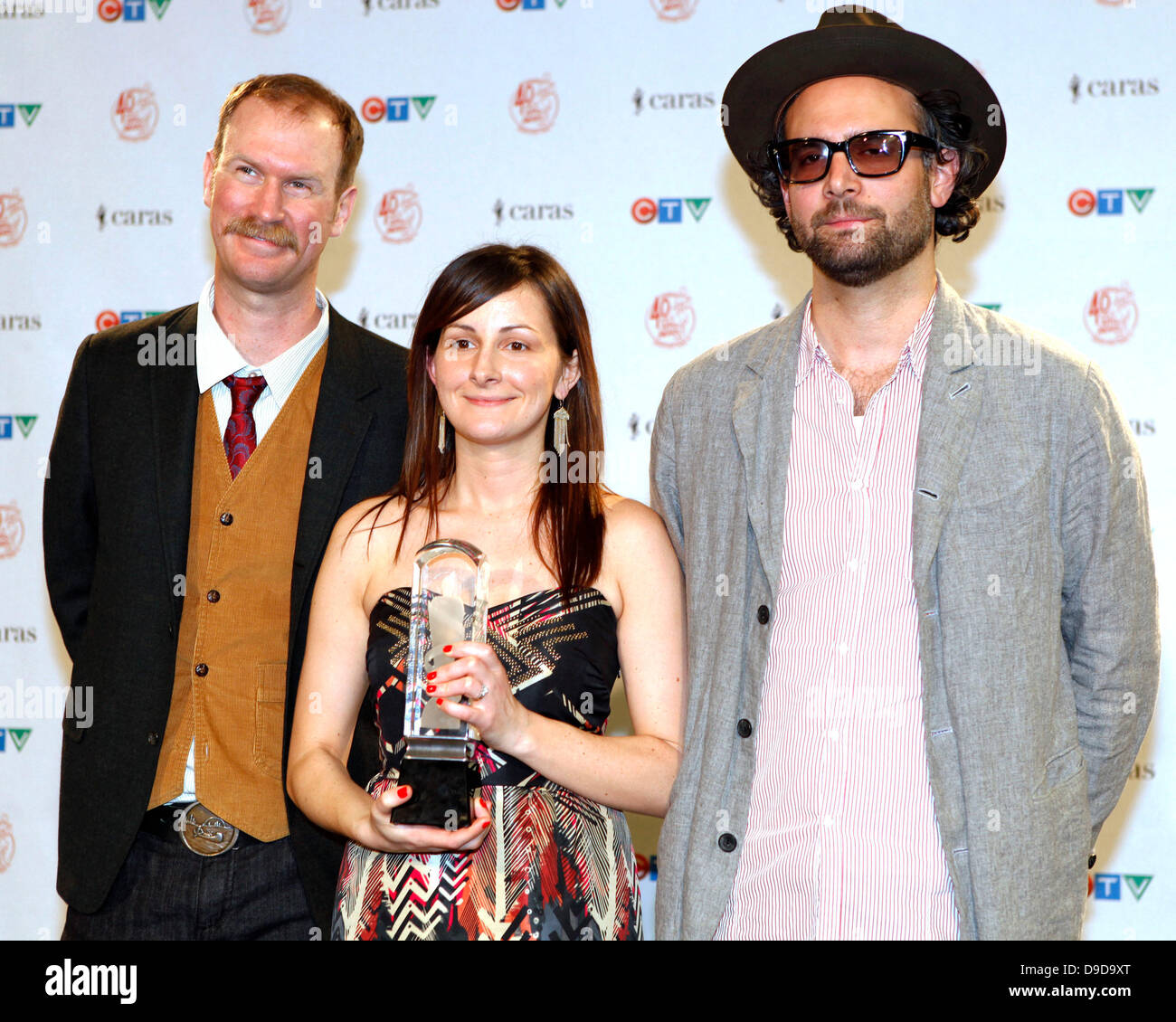 Charles Spearin, Robyn Kotyk e Justin Peroff JUNO Cena di Gala e premi mostra - Sala stampa - Toronto, Canada - 26.03.11 Foto Stock