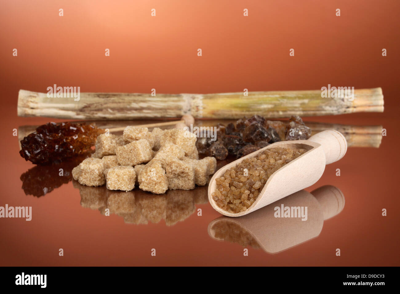 Lo zucchero di canna e di zucchero candito Foto Stock