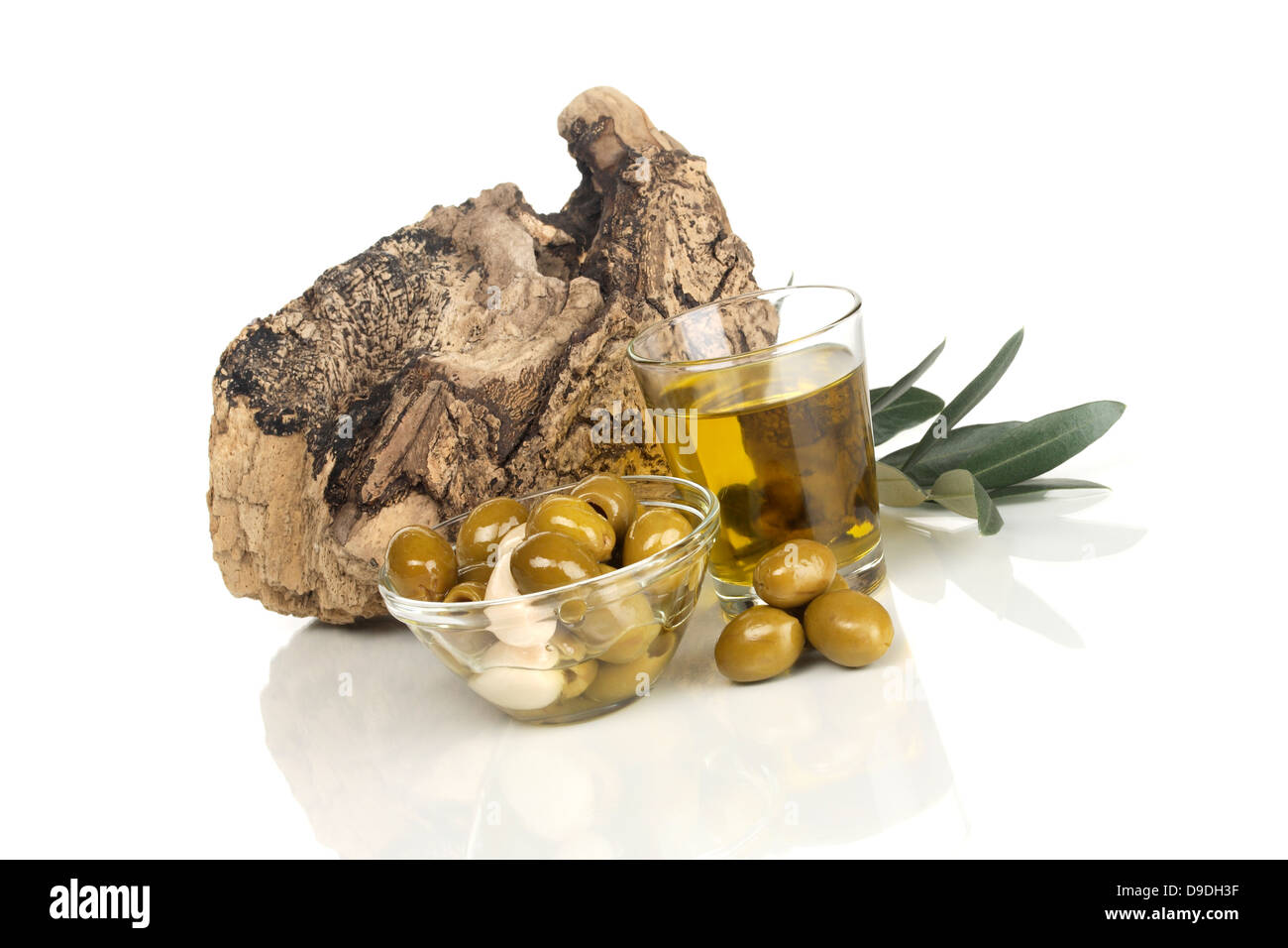 Olive e olio d'oliva Foto Stock