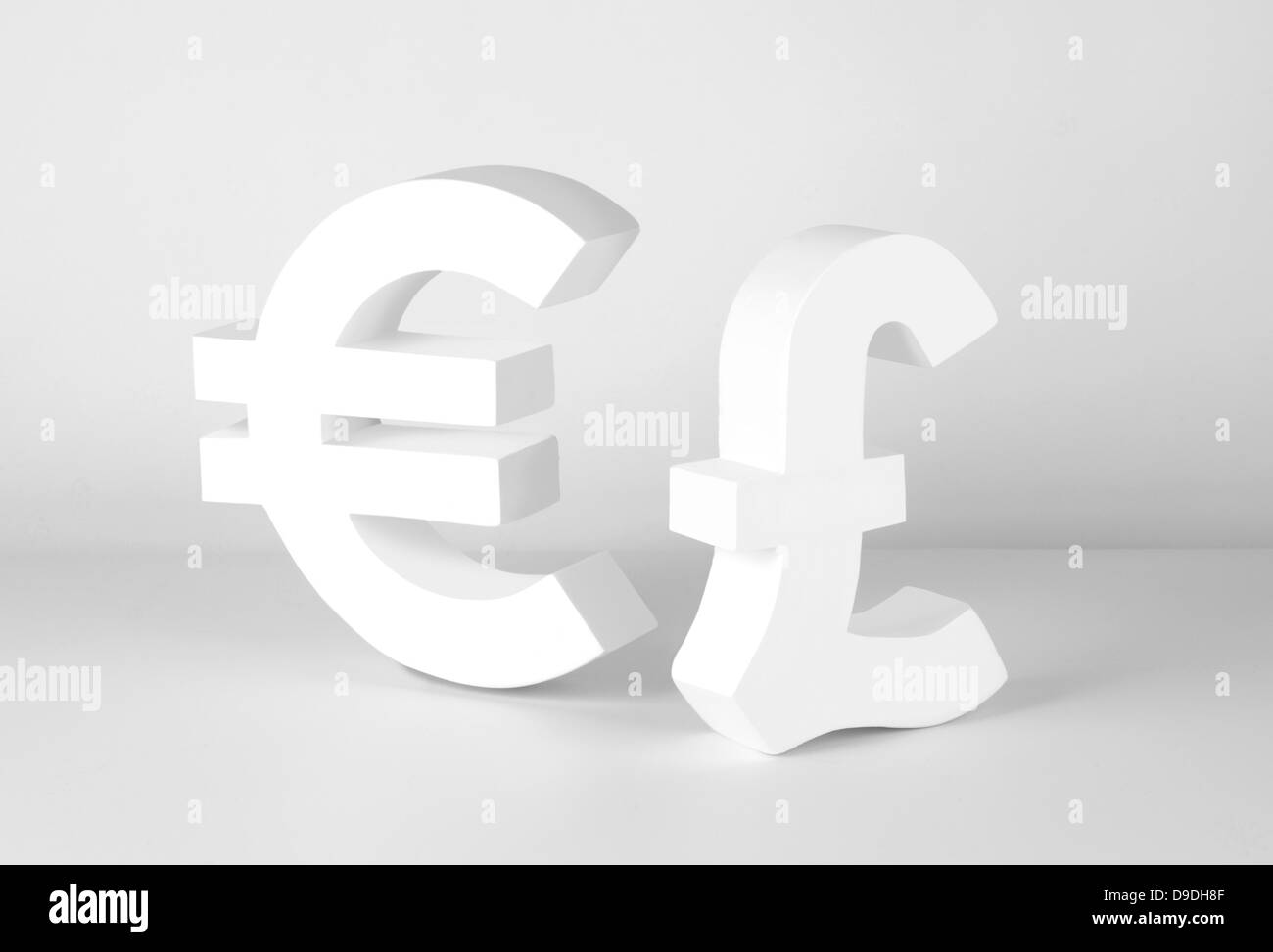 Euro e sterlina inglese di simboli Foto Stock