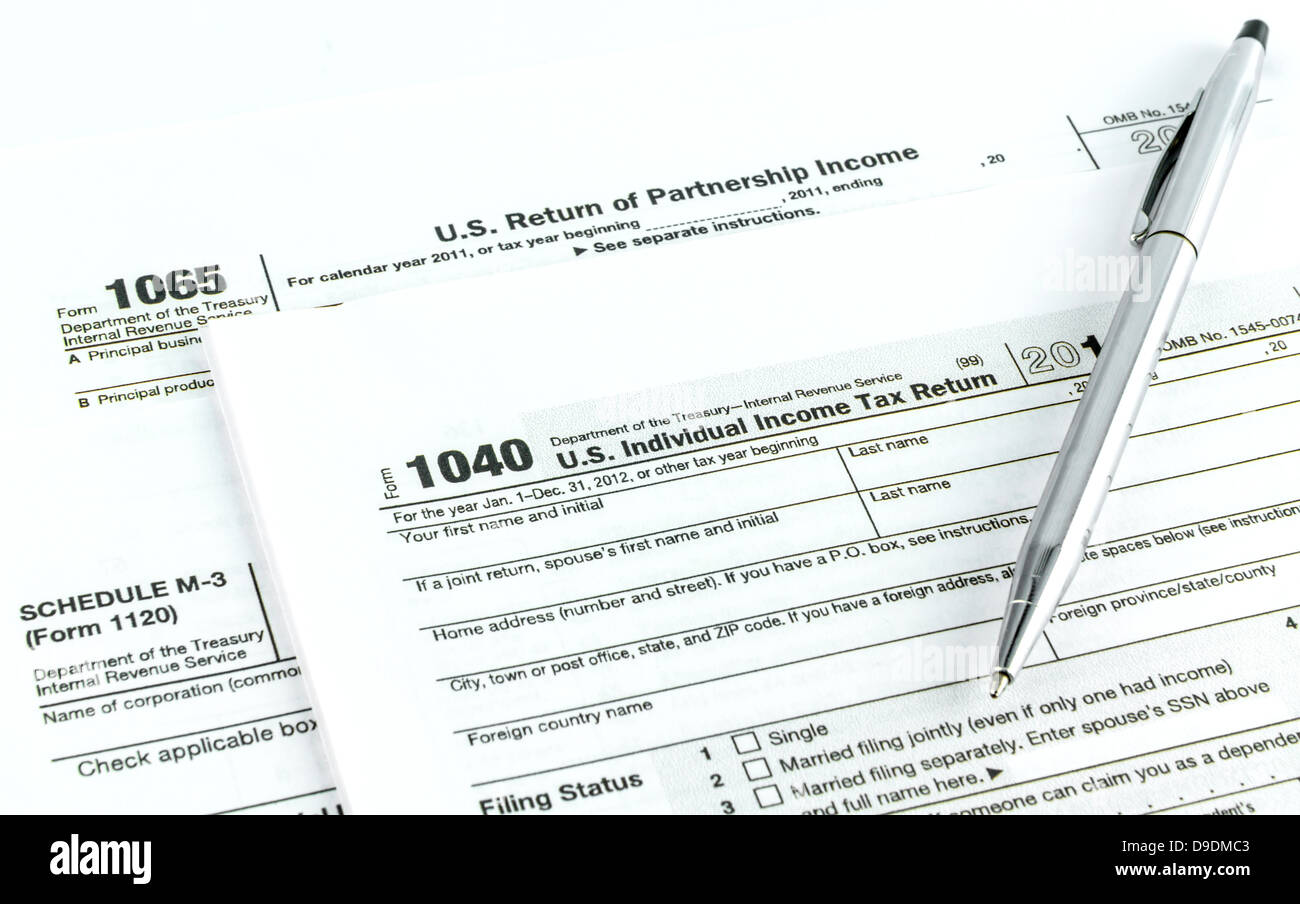 Moduli fiscali 1040,1120,1065 Foto Stock