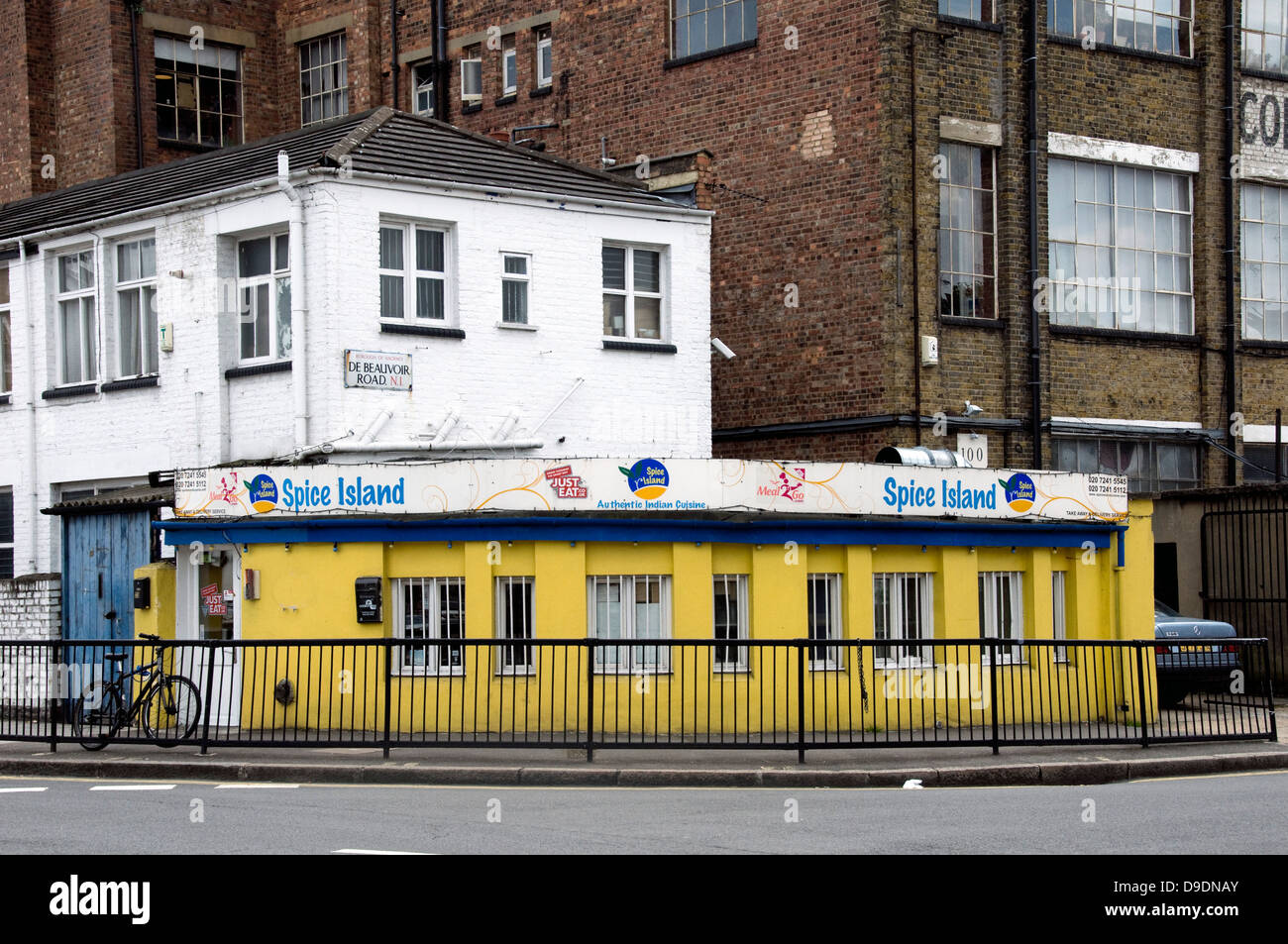 Spice Island restaurant, autentica cucina Indiana, De Beauvoir Road, N1, London Borough of Hackney, England, Regno Unito Foto Stock