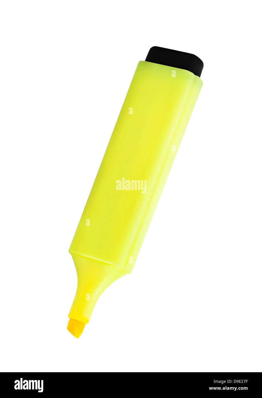 Evidenziatore giallo isolato su sfondo bianco Foto Stock