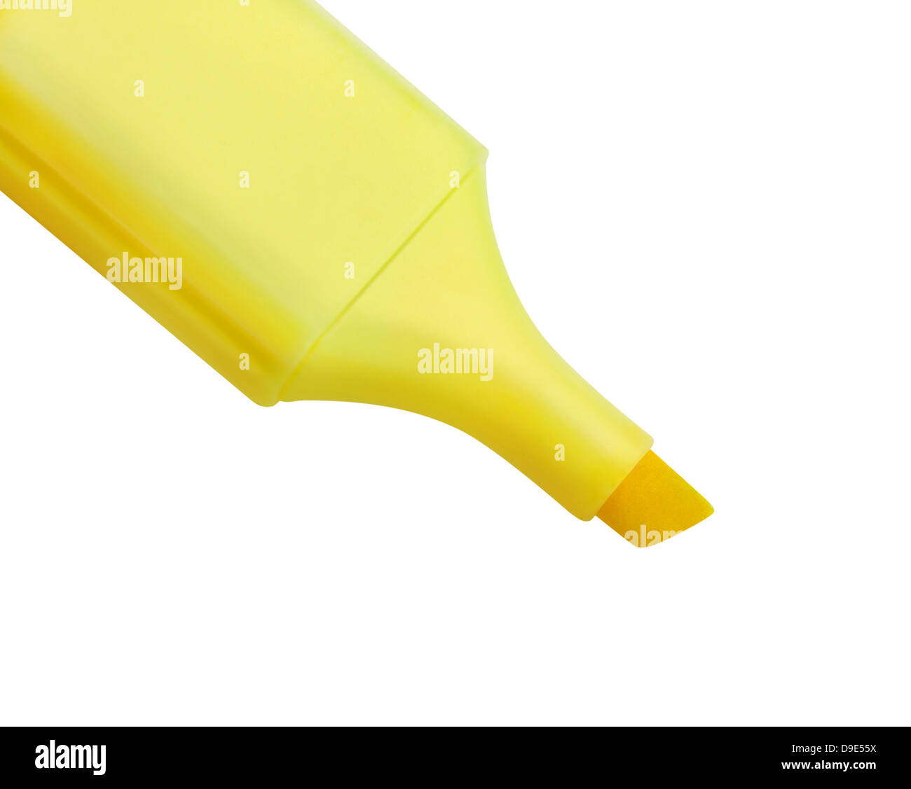 Evidenziatore giallo isolato su sfondo bianco Foto Stock