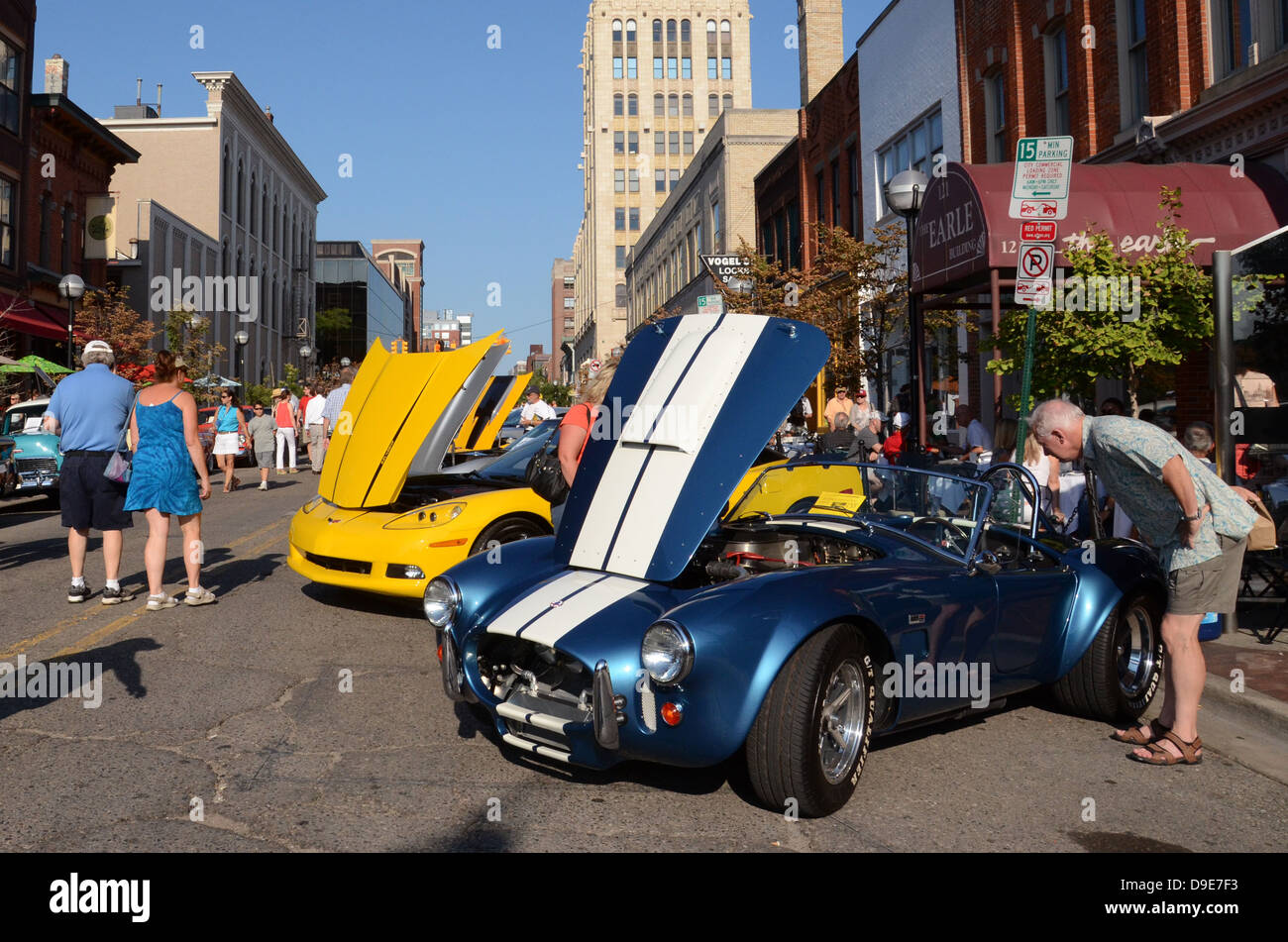 1965 Cobra presso la scultura di rotolamento car show Luglio 13, 2012 in Ann Arbor, Michigan Foto Stock