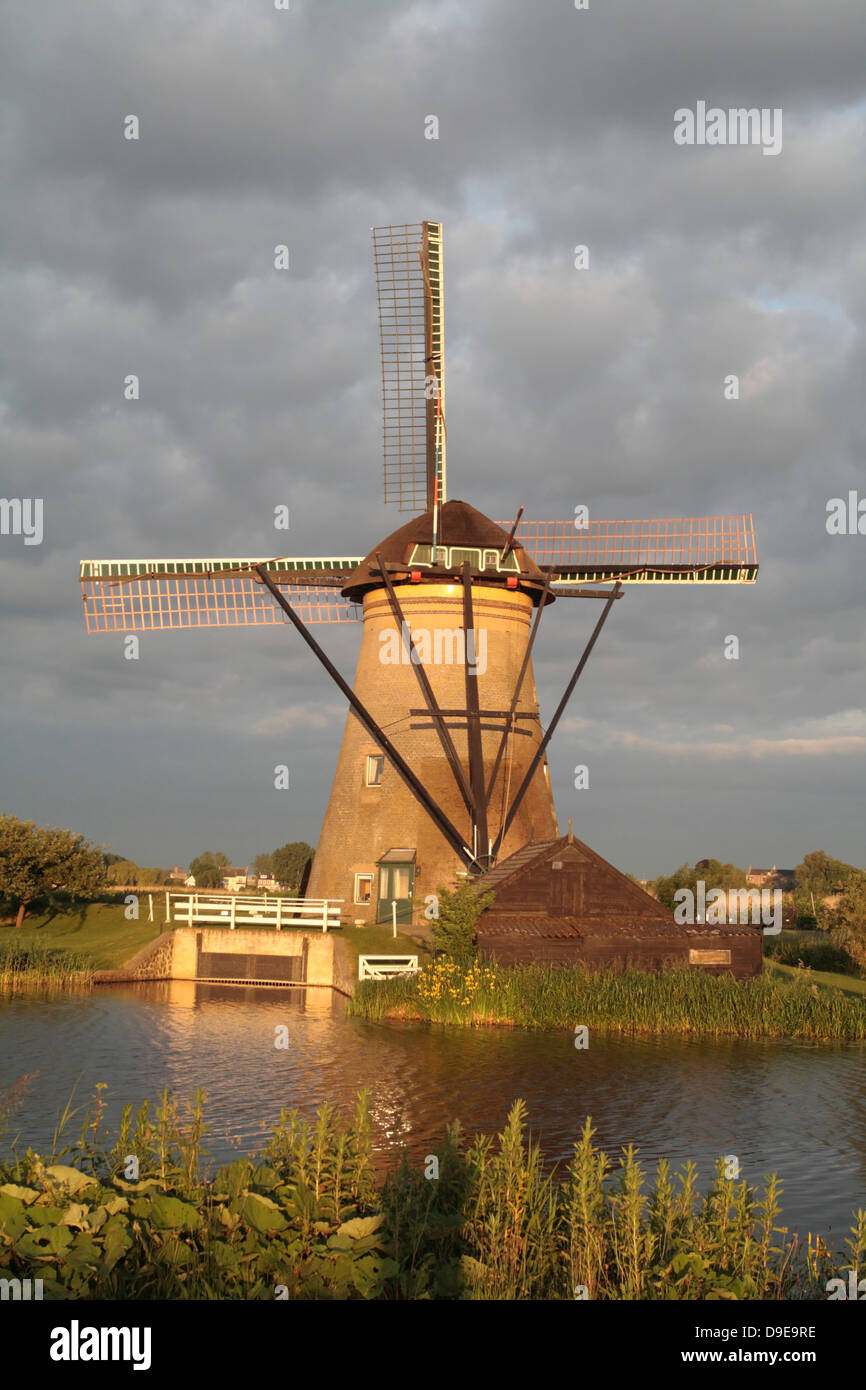 Windmill Kinderdijk, Paesi Bassi Foto Stock