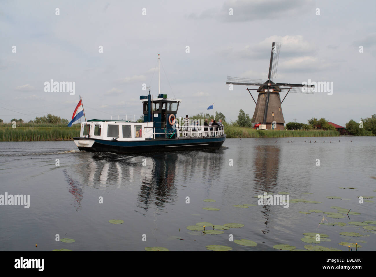 Tour in barca a Kinderdijk, Paesi Bassi Foto Stock