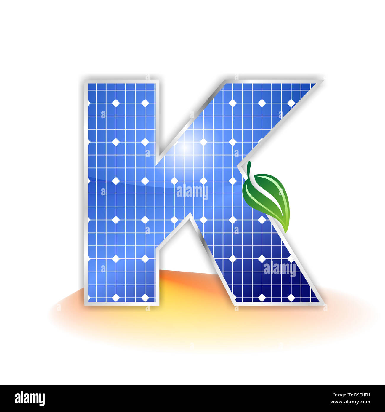 K, capitale, lettera K, pannello solare, illustrazione, icona, tessitura Foto Stock