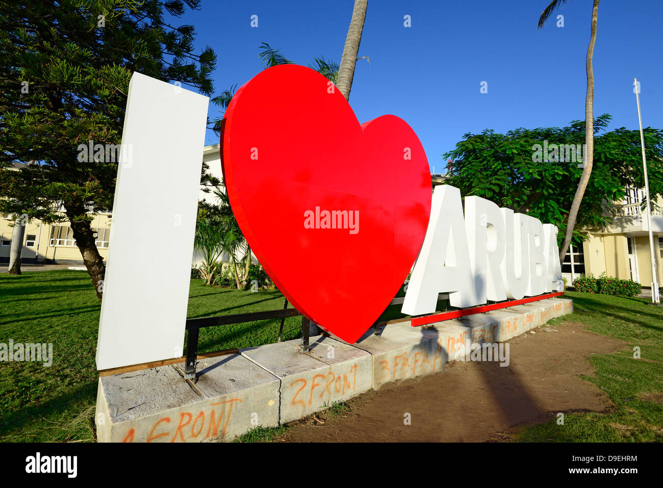 Io amo segno Aruba Oranjestad Antille Olandesi Caraibi NA Foto Stock