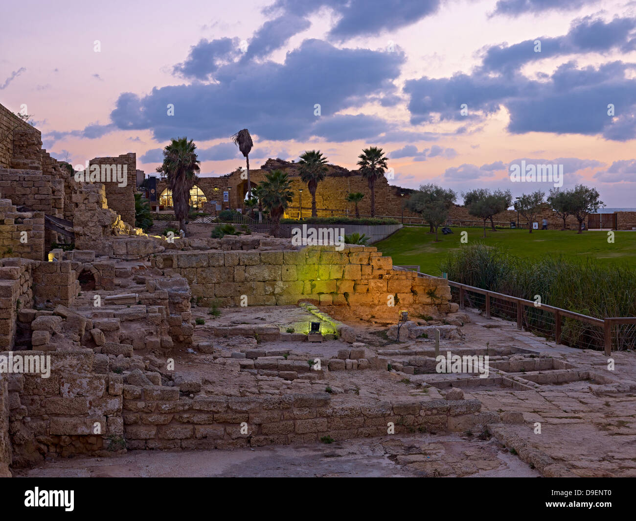 Sito archeologico romano a Cesarea, Distretto di Haifa, Israele Foto Stock