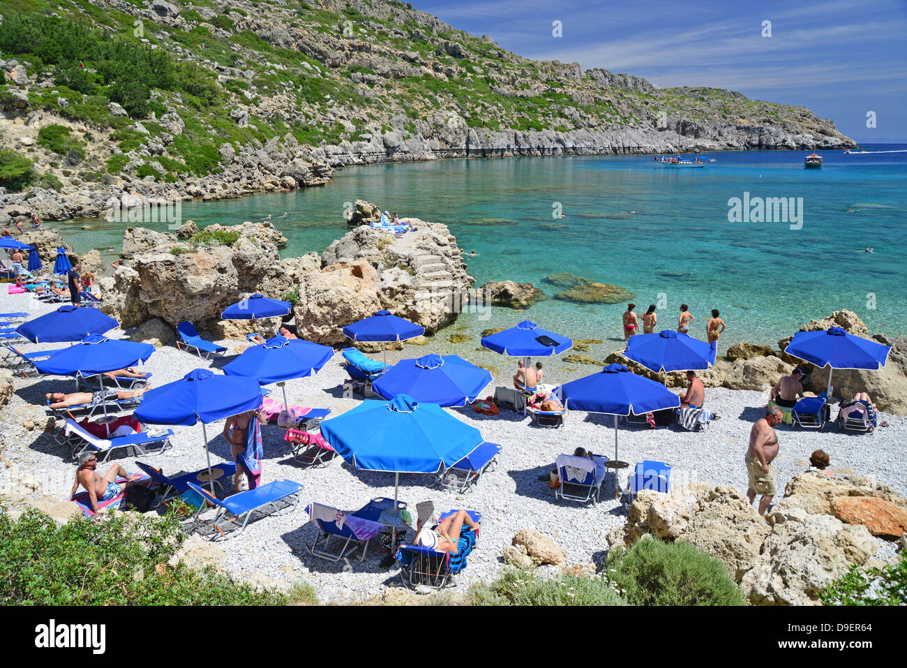 Anthony Quinn Beach, Ladiko Bay, Rodi (Rodi), del Dodecaneso, Egeo Meridionale Regione, Grecia Foto Stock