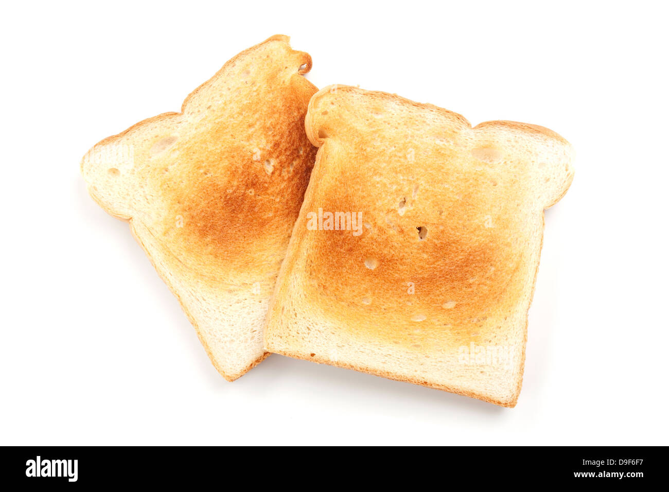 Due dischi di pane tostato, due fette di pane tostato Foto Stock