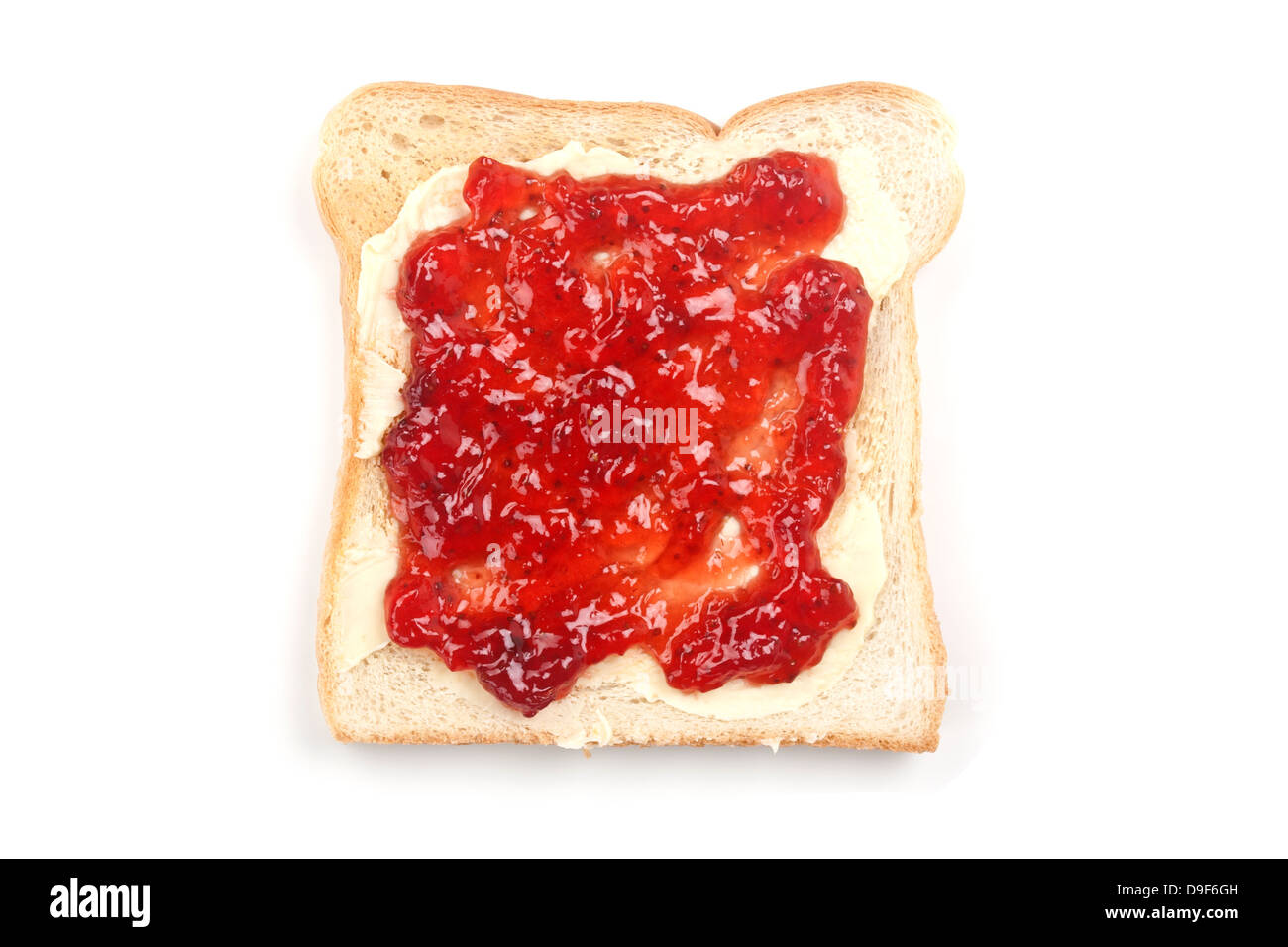 Toast con un fresco e confettura di fragole, toast con un fresco e confettura di fragole Foto Stock