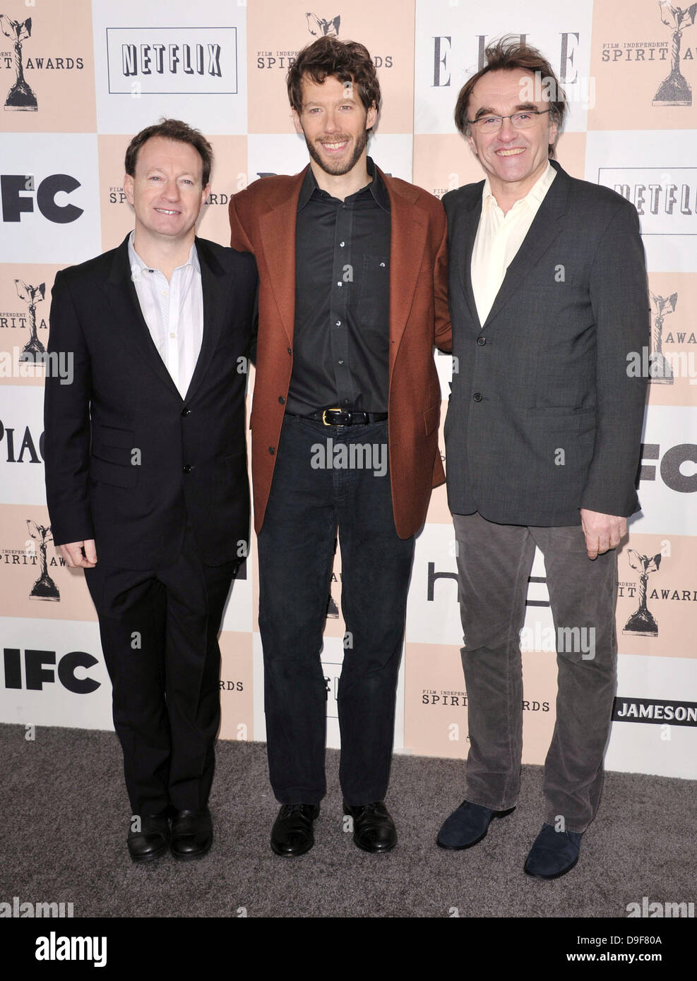 Valutazione, Aron Ralston e Danny Boyle il film 2011 Lo Spirito indipendente Awards tenutosi presso la spiaggia di Santa Monica - Gli arrivi di Los Angeles, California - 26.02.11 Foto Stock