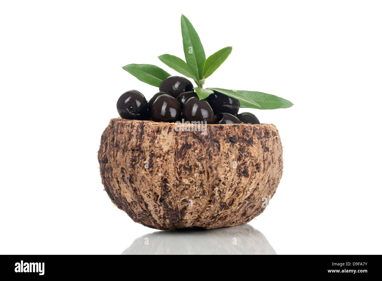 Ciotola con olive nere, Bowling con olive nere Foto Stock