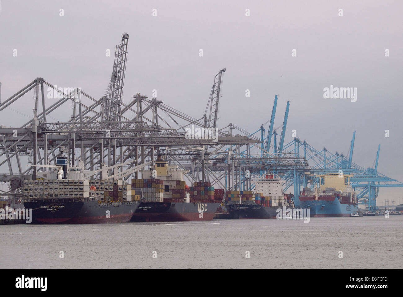 Il nuovo terminal per container sul Maasvlakte 2, l'area di espansione del porto di Rotterdam, Paesi Bassi Foto Stock