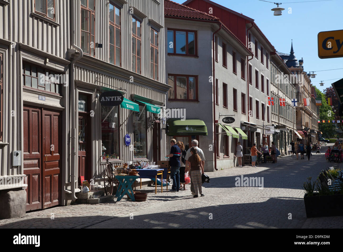 Vecchie case mercantili in Gamla Haga district, Göteborg, Svezia e Scandinavia Foto Stock