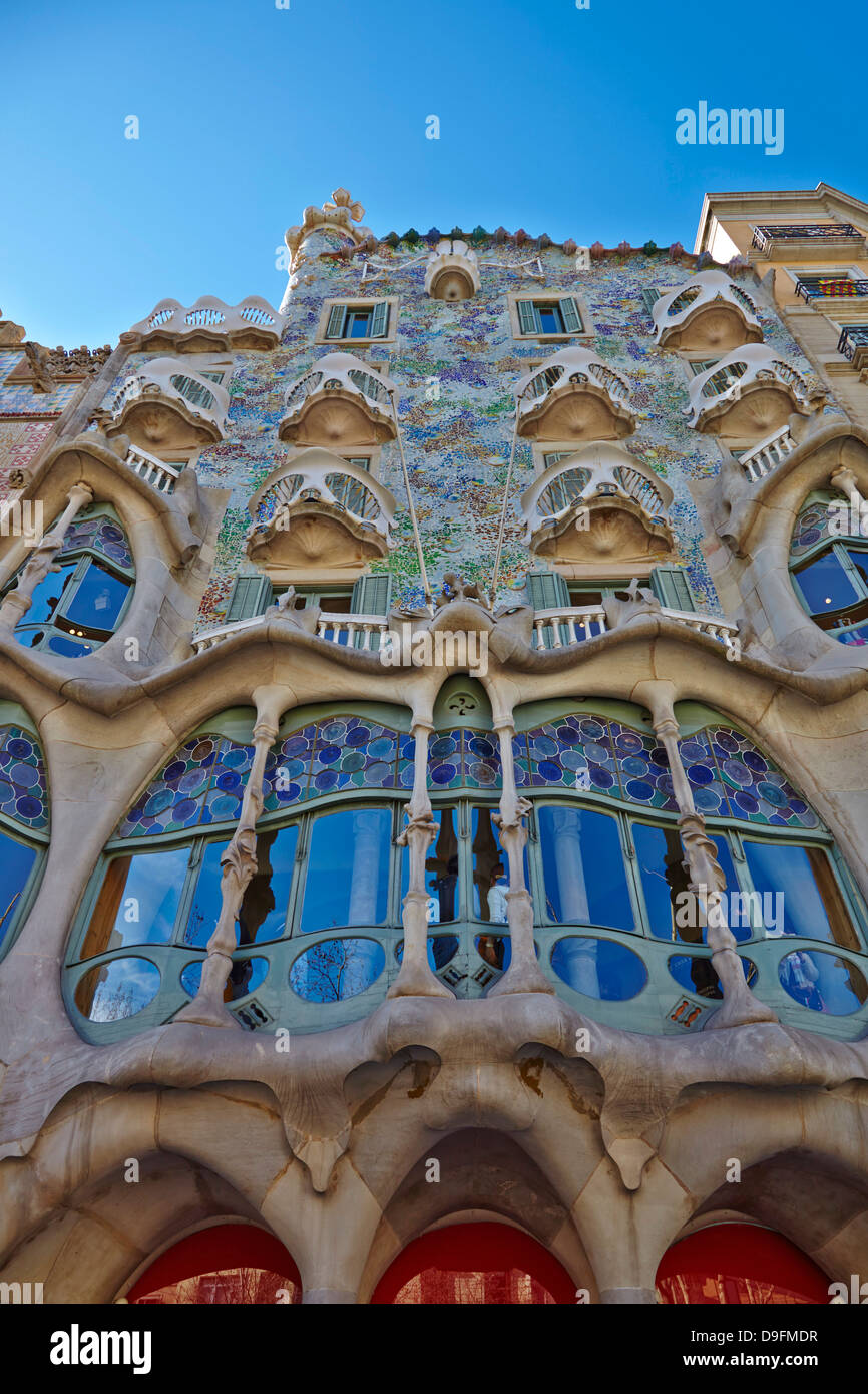 Casa Batllo, Sito Patrimonio Mondiale dell'UNESCO, Barcellona, in Catalogna, Spagna Foto Stock