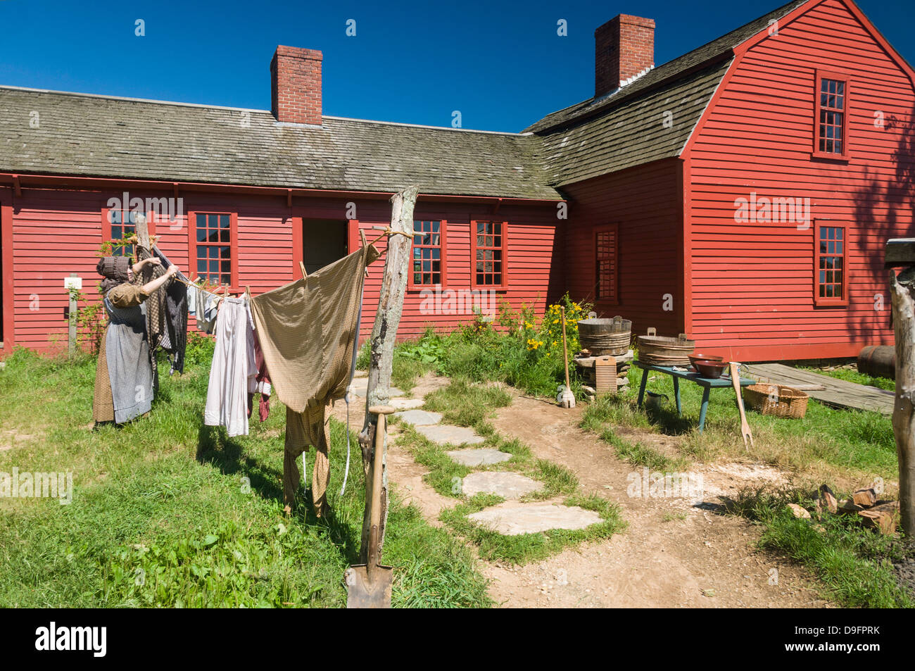 Ricreare i tempi passati al Old Sturbridge Village, un museo che ritrae la prima Nuova Inghilterra vita, Massachusetts, New England, STATI UNITI D'AMERICA Foto Stock