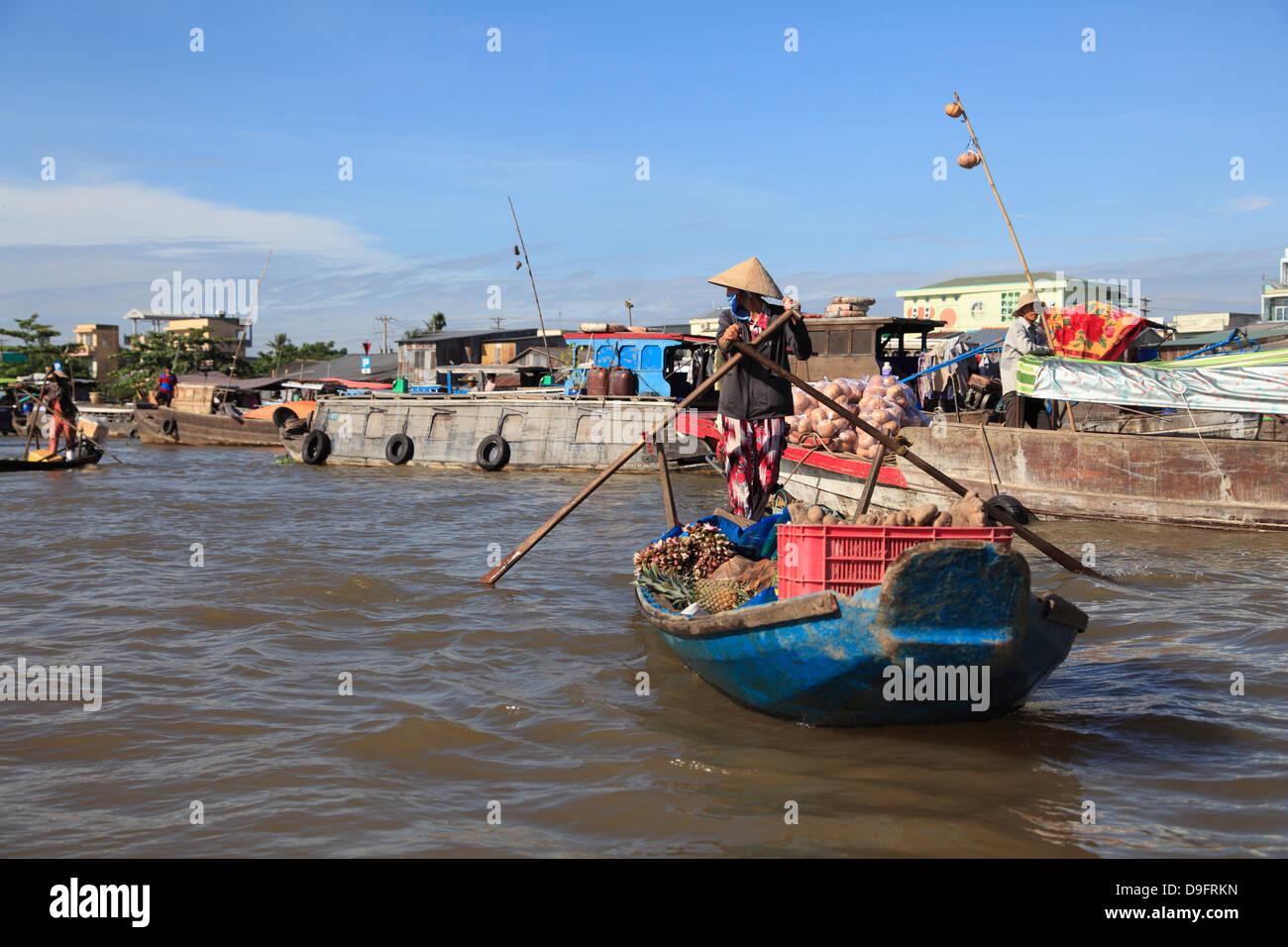 Cai Rang mercato galleggiante, il Delta del Mekong, Can Tho, Provincia del Vietnam, Indocina, sud-est asiatico Foto Stock