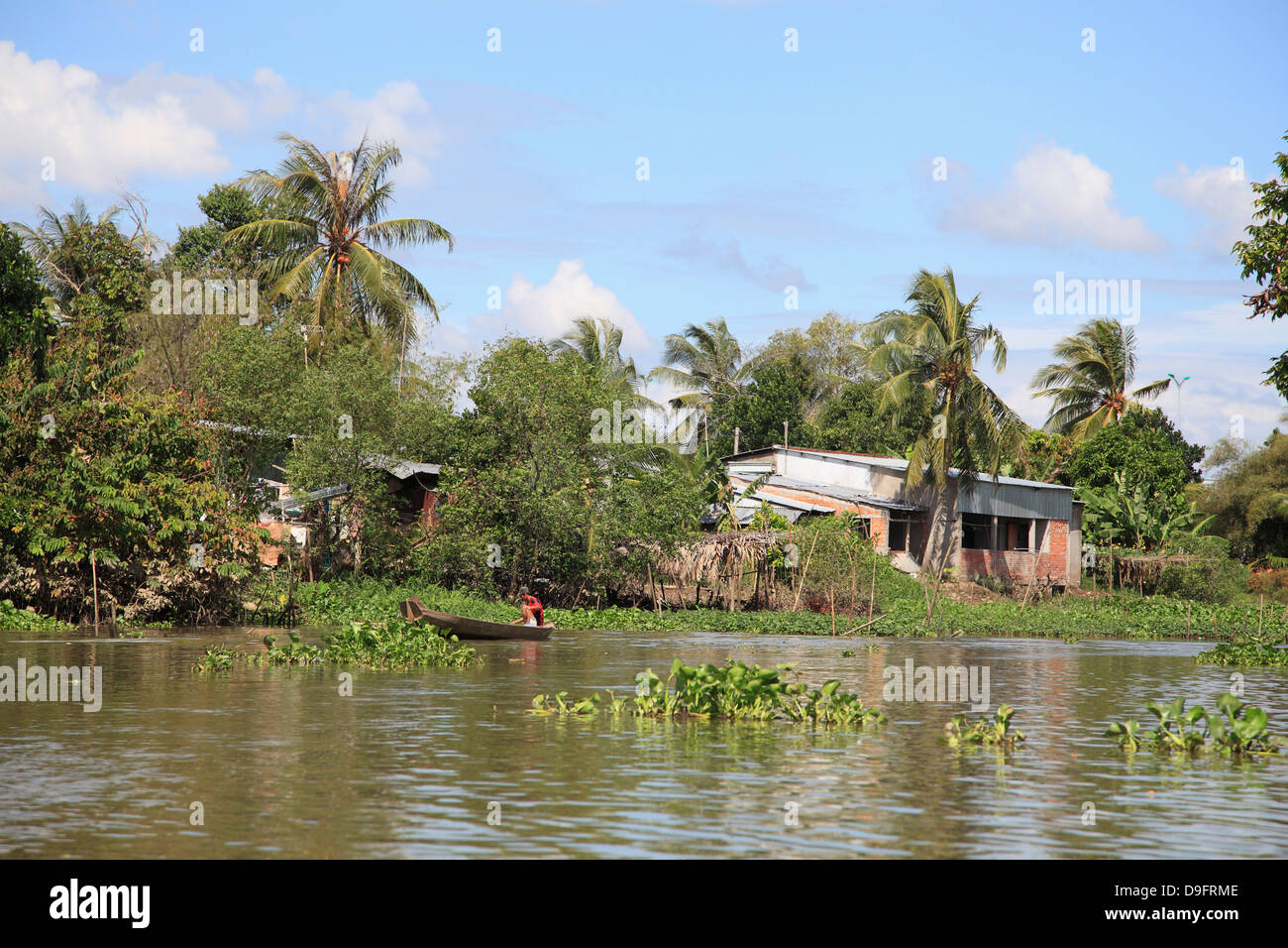 Canal, Can Tho, Delta del Mekong, Can Tho, Provincia del Vietnam, Indocina, sud-est asiatico Foto Stock