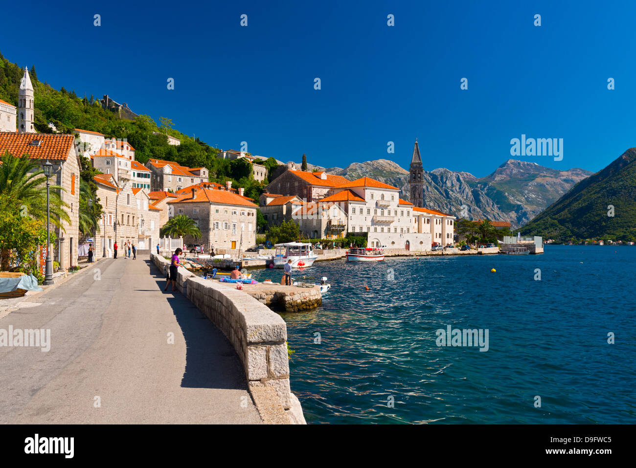 Perast e della Baia di Kotor, Sito Patrimonio Mondiale dell'UNESCO, Montenegro Foto Stock