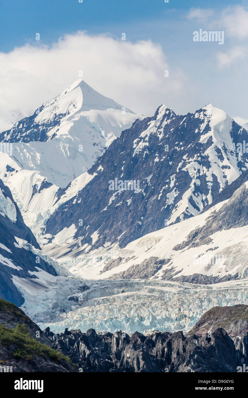 Johns Hopkins, Ingresso Fairweather Range, Parco Nazionale e Riserva di Glacier Bay, a sud-est di Alaska, STATI UNITI D'AMERICA Foto Stock