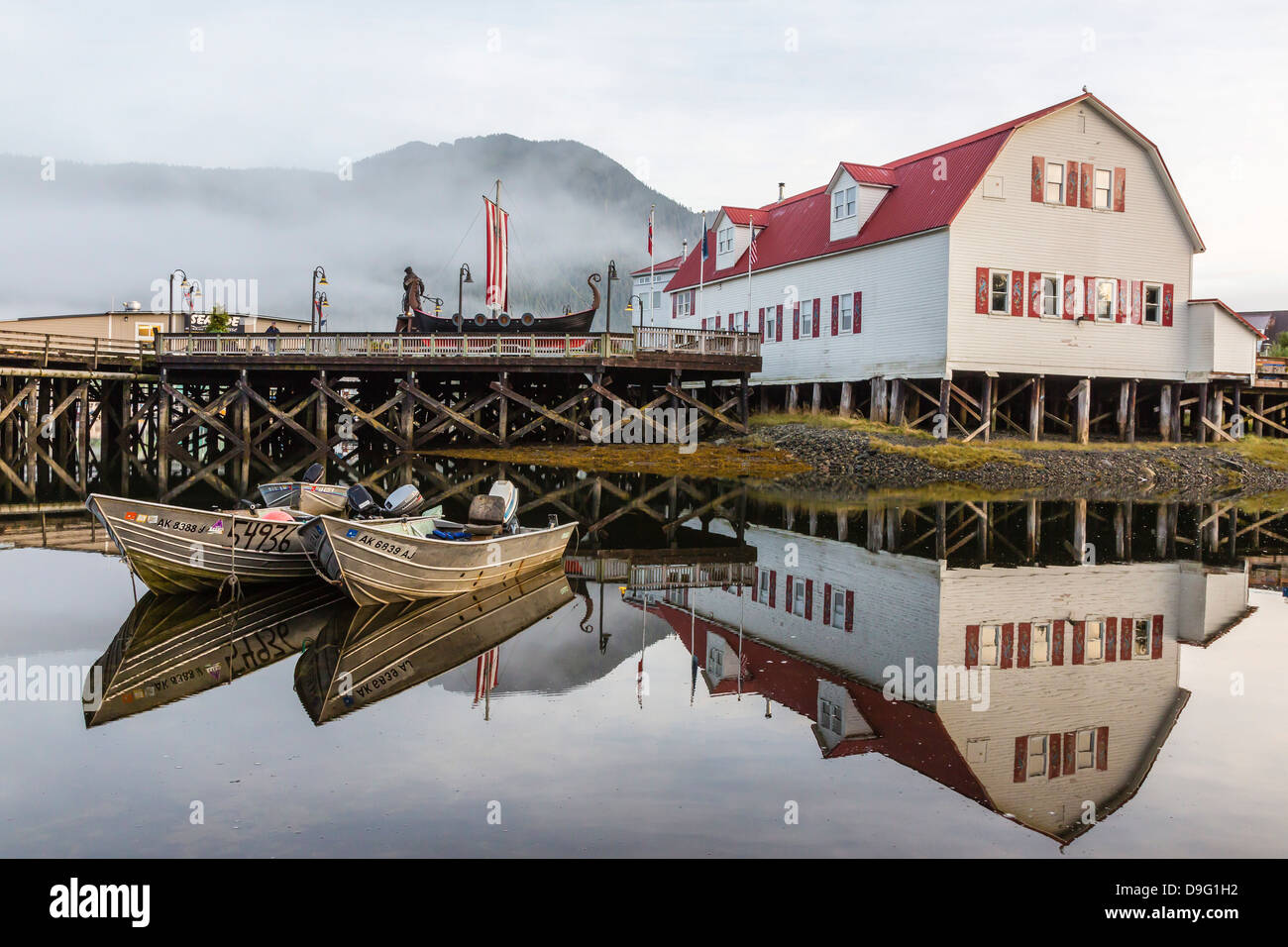 Il Norvegese cittadina di pescatori di San Pietroburgo, a sud-est di Alaska, STATI UNITI D'AMERICA Foto Stock