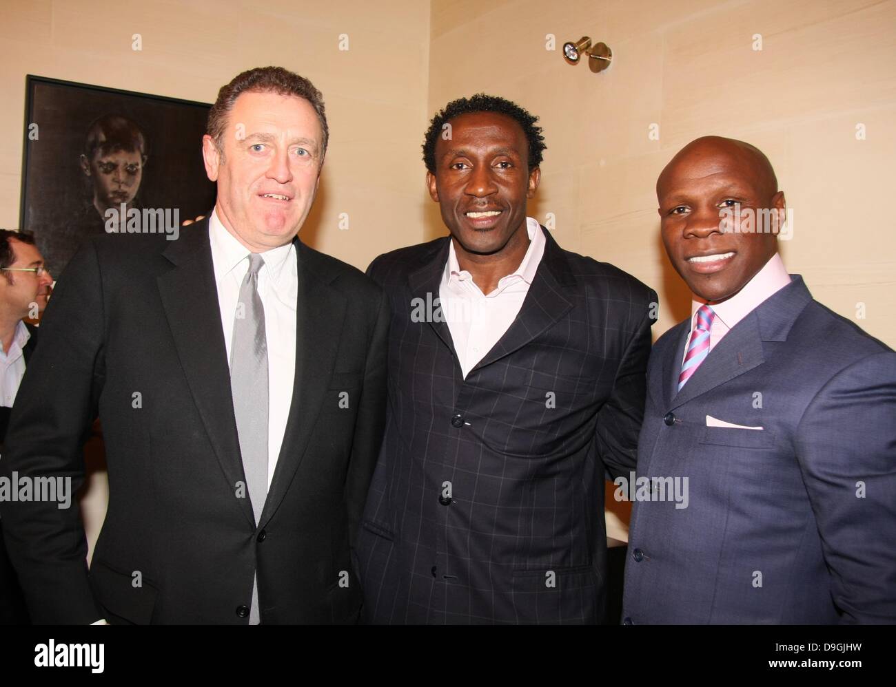 Andrew Roberts, Linford Christie e Chris Eubank Theresa Roberts ospita una festa per i ministri giamaicano presso un indirizzo privato in Cadogan Square Londra Inghilterra - 16.03.11 Foto Stock