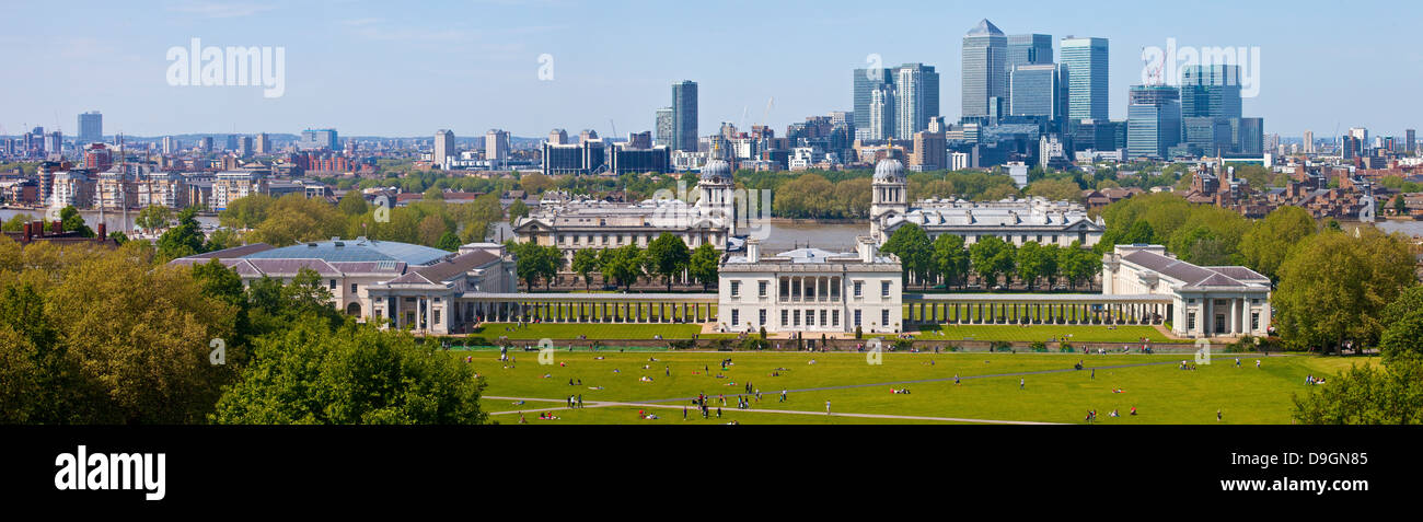 Un bellissimo scatto panoramico presi dall'Osservatorio di Greenwich a Londra. Foto Stock