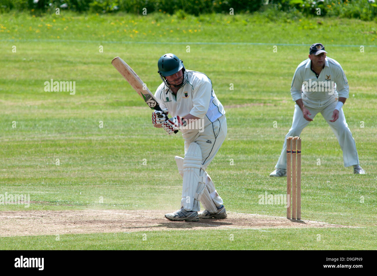 Village cricket a Ashorne Warwickshire, Regno Unito Foto Stock