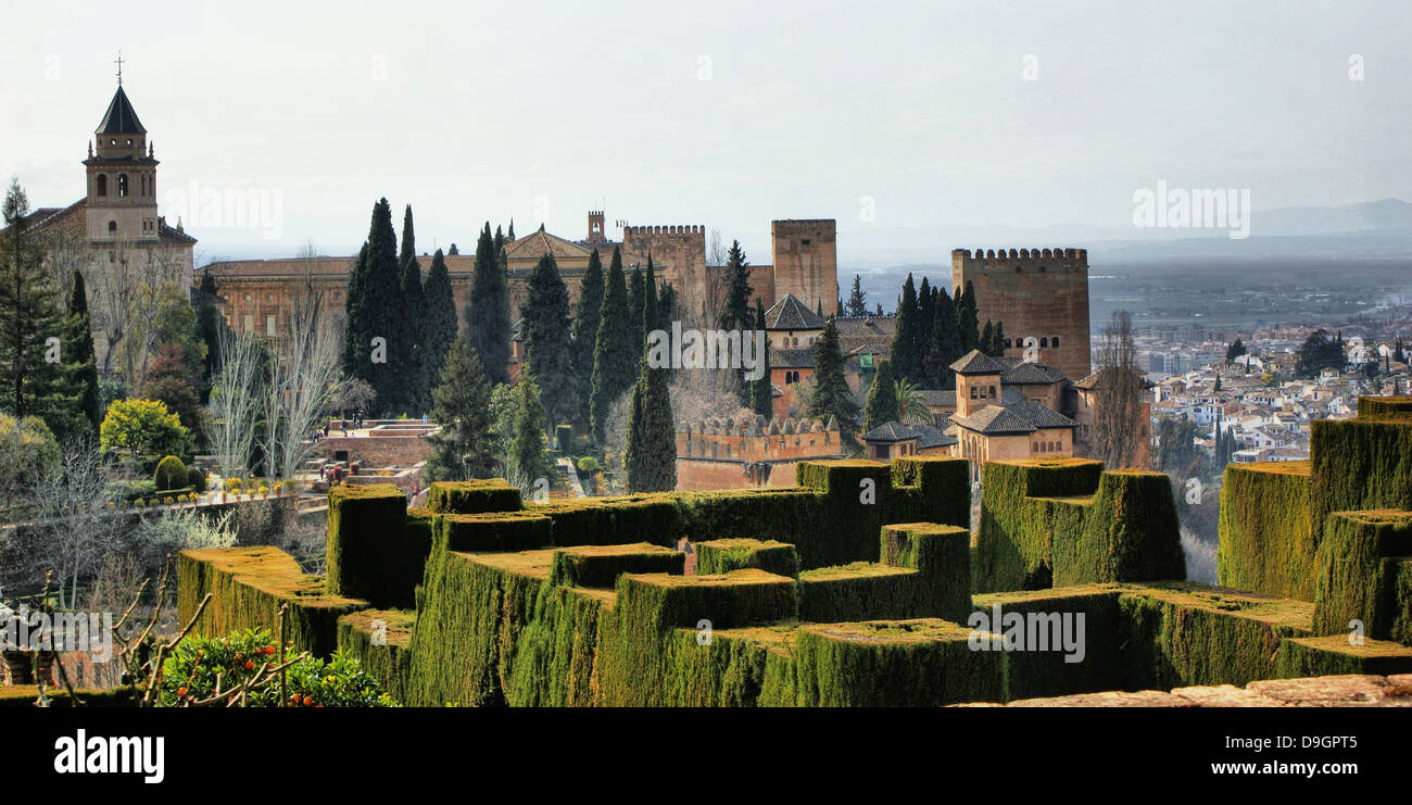 Alhambra Palace & Giardini in Grenade, Spagna Foto Stock