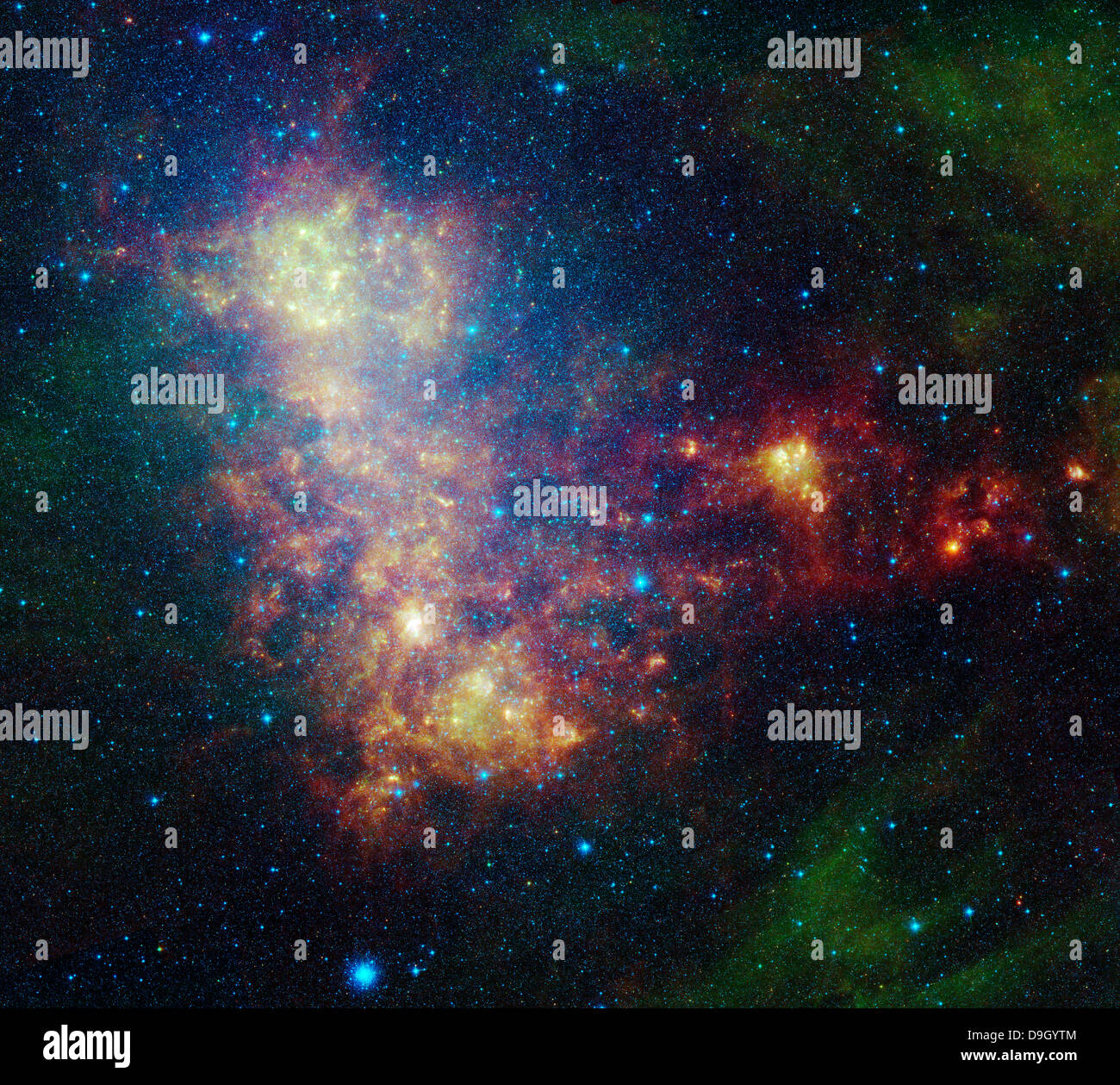Ritratto a infrarossi rivelando le stelle e la polvere del piccolo Magellanic Cloud. Foto Stock