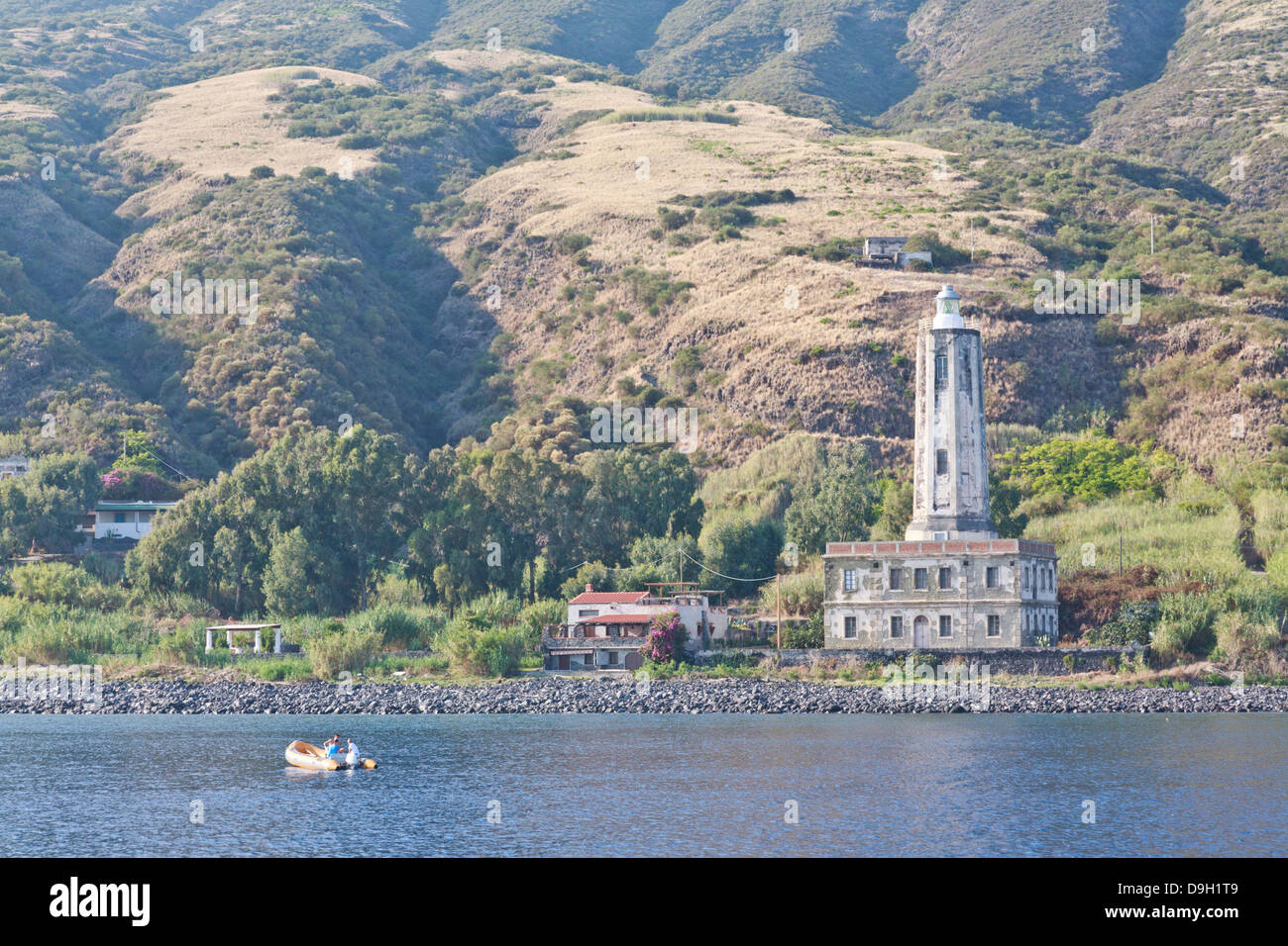 Faro di gelso, Vulcano, Isole Eolie, Italia Foto Stock