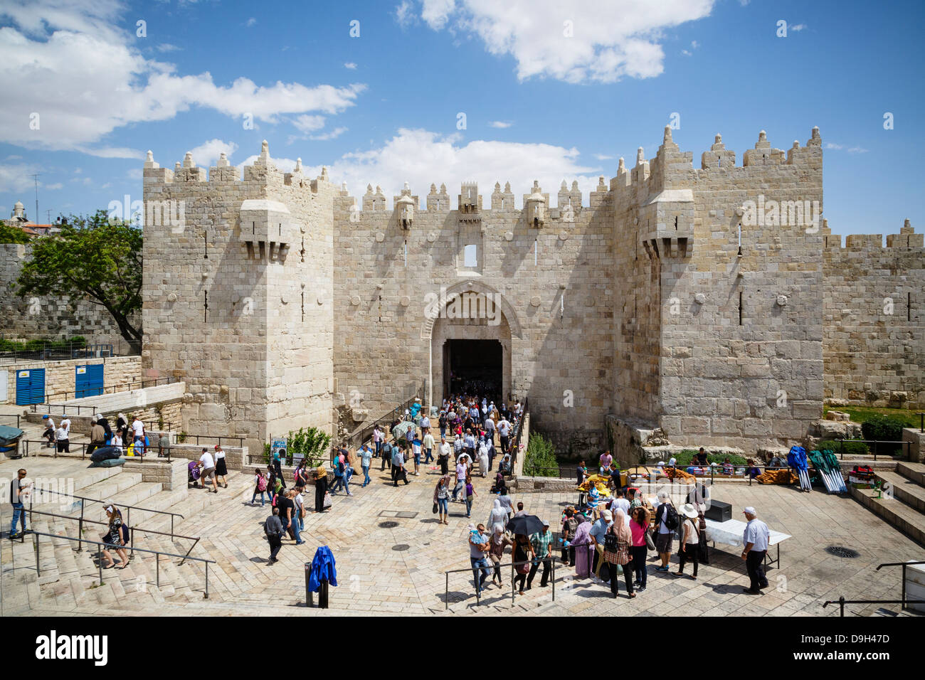 Damasco Gate nella Città Vecchia di Gerusalemme, Israele. Foto Stock