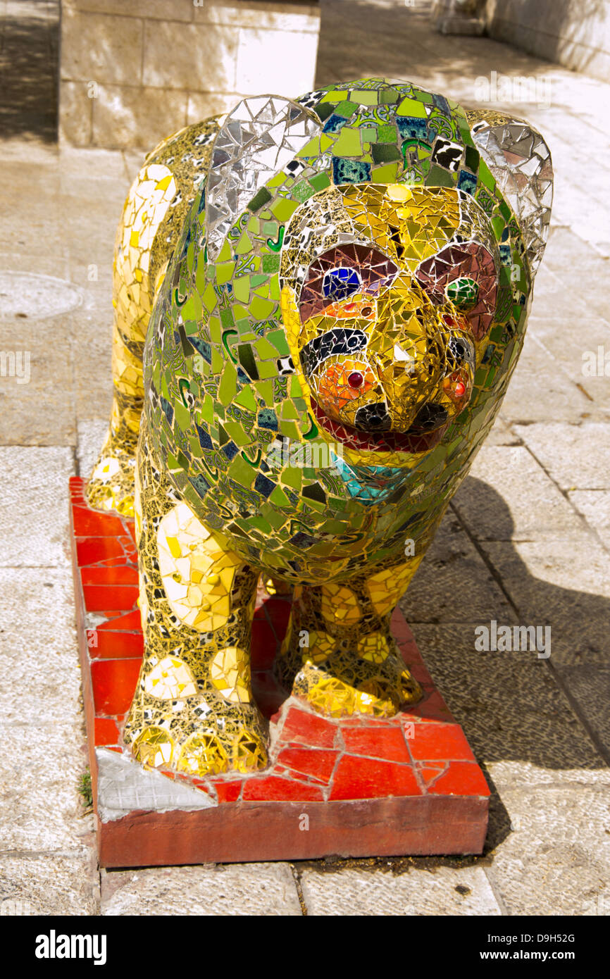 Statua di Lion su strade di Gerusalemme Foto Stock