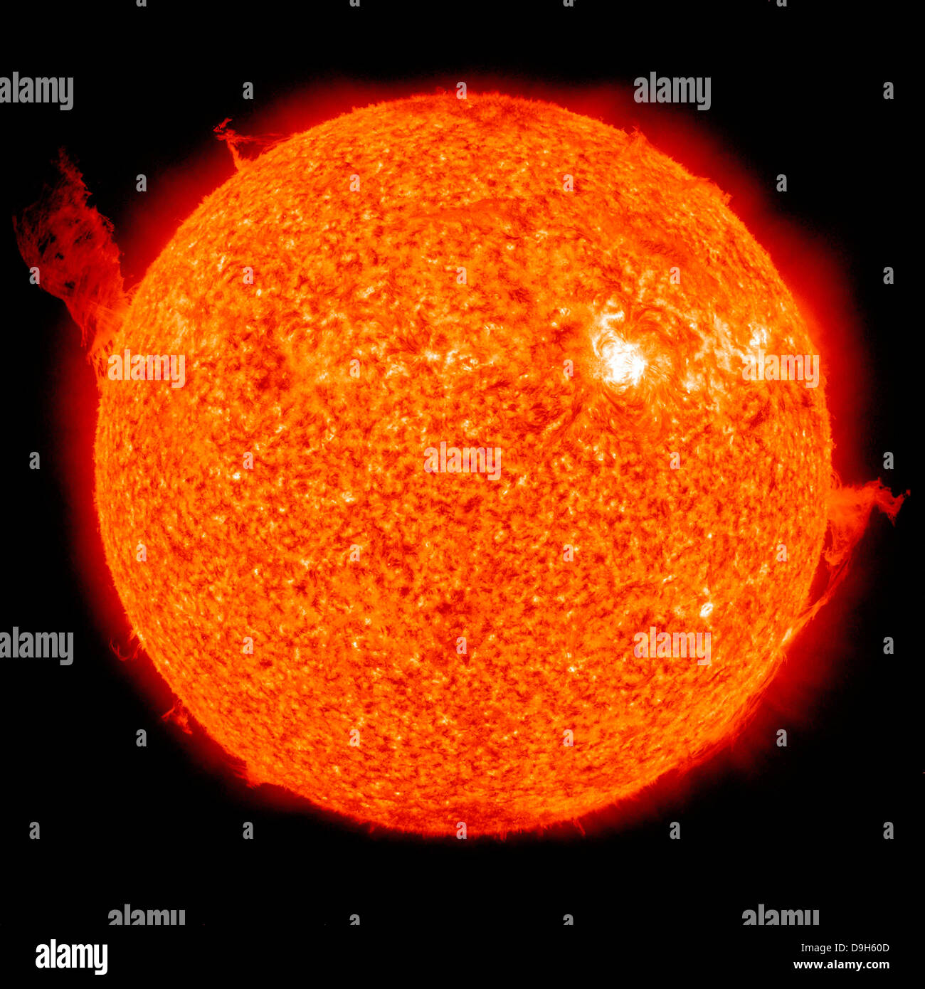 Attività solare sul sole. Foto Stock