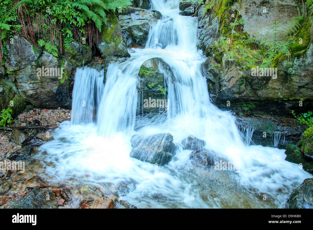 In cascata con la montagna Todtnauer, Germania Foto Stock