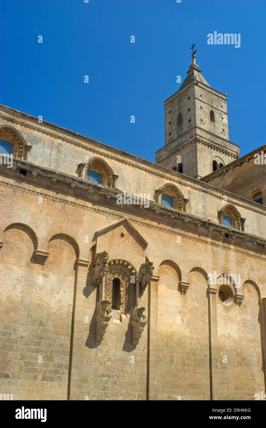 Matera, Basilicata, Italia. Cattedrale 13thC romanico pugliese in Piazza del Duomo Foto Stock