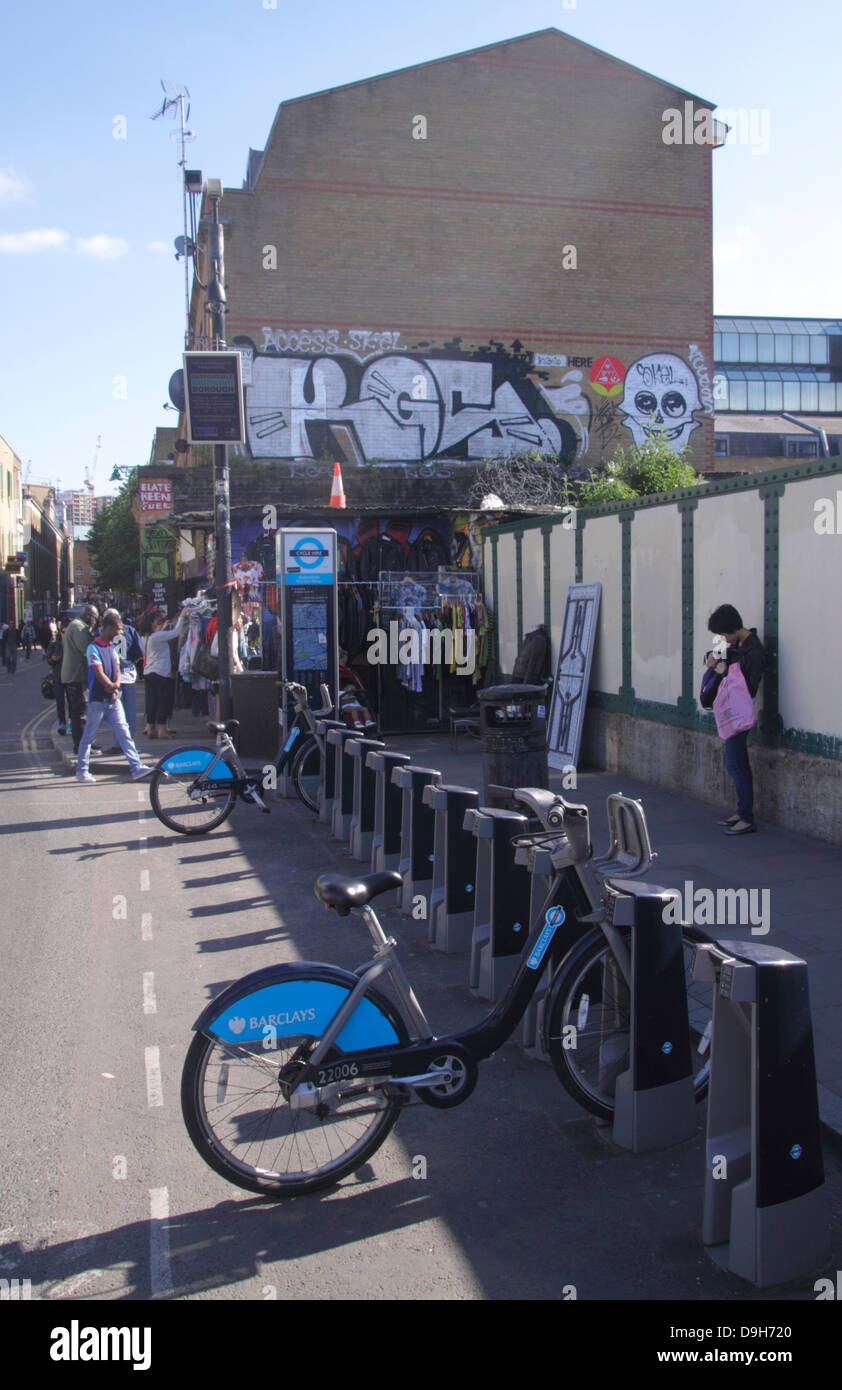 Borris biciclette a noleggio a Brick Lane London Foto Stock