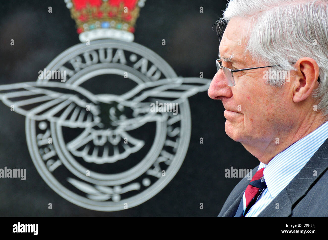 Gruppo capitano Patrick Tootal OBE DL RAF, deputy lieutenant del Kent, al Kings Hill, Kent, ex West Malling Airfield Foto Stock